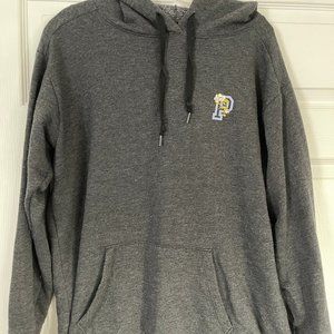 PINK Women's P Floral Design Gray Hoodie - Medium